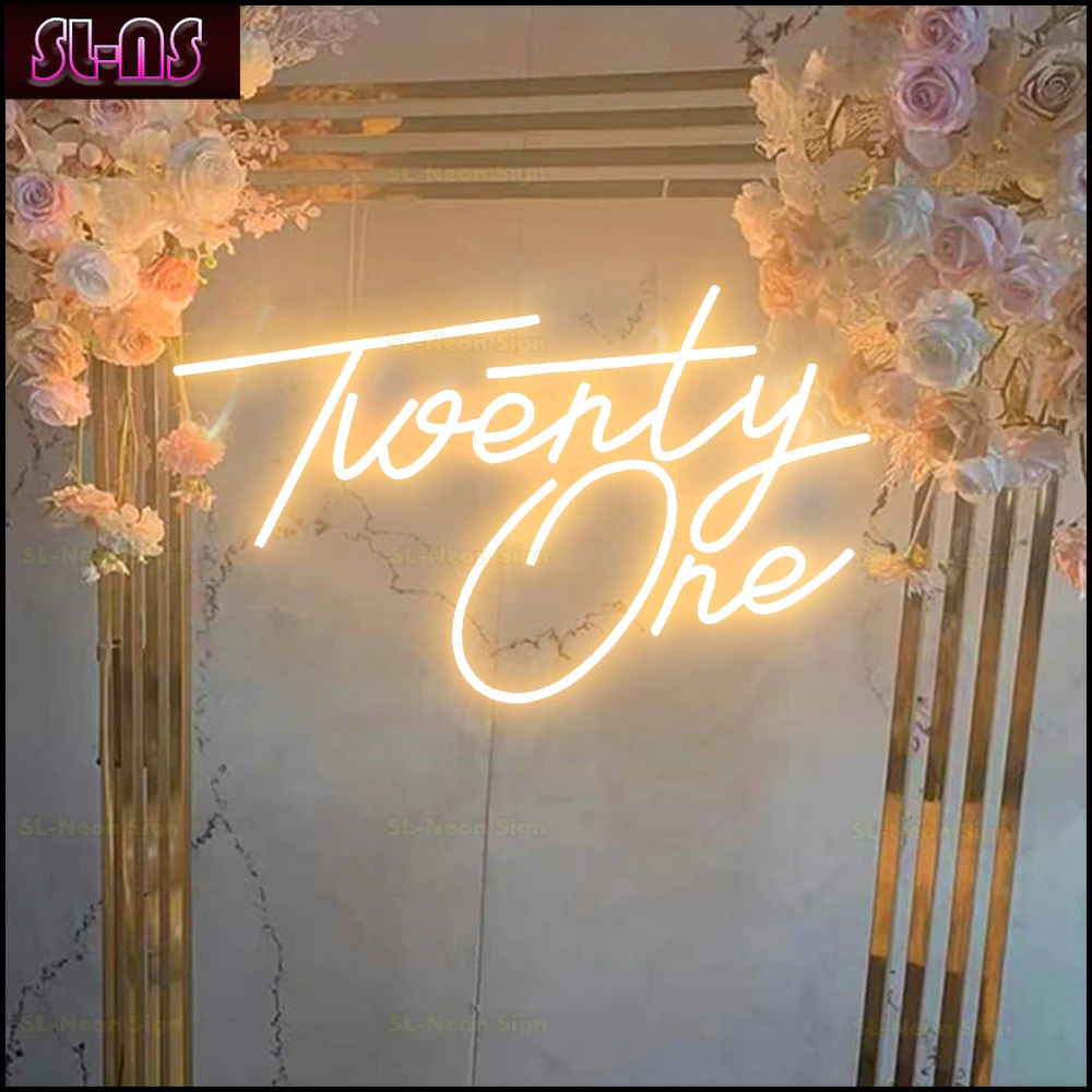 

Twenty One Neon Sign Custom,21 Year Old Birthday Decor, LED Light Sign For Happy Birthday Party,Room Yard Home Wall Decor Art