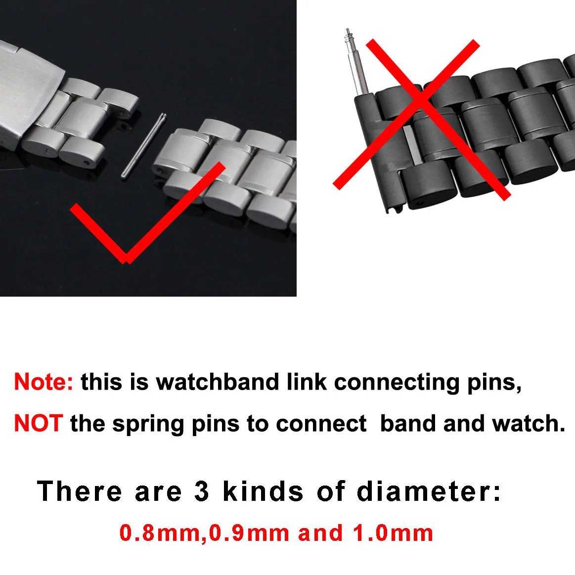 300PCS Watch Band Link Bars 0.8 0.9 1.0mm Watch Strap Links Connecting Rod Hairpin Split Pin 7.5mm 21 22 -27mm Repair Tools Pins