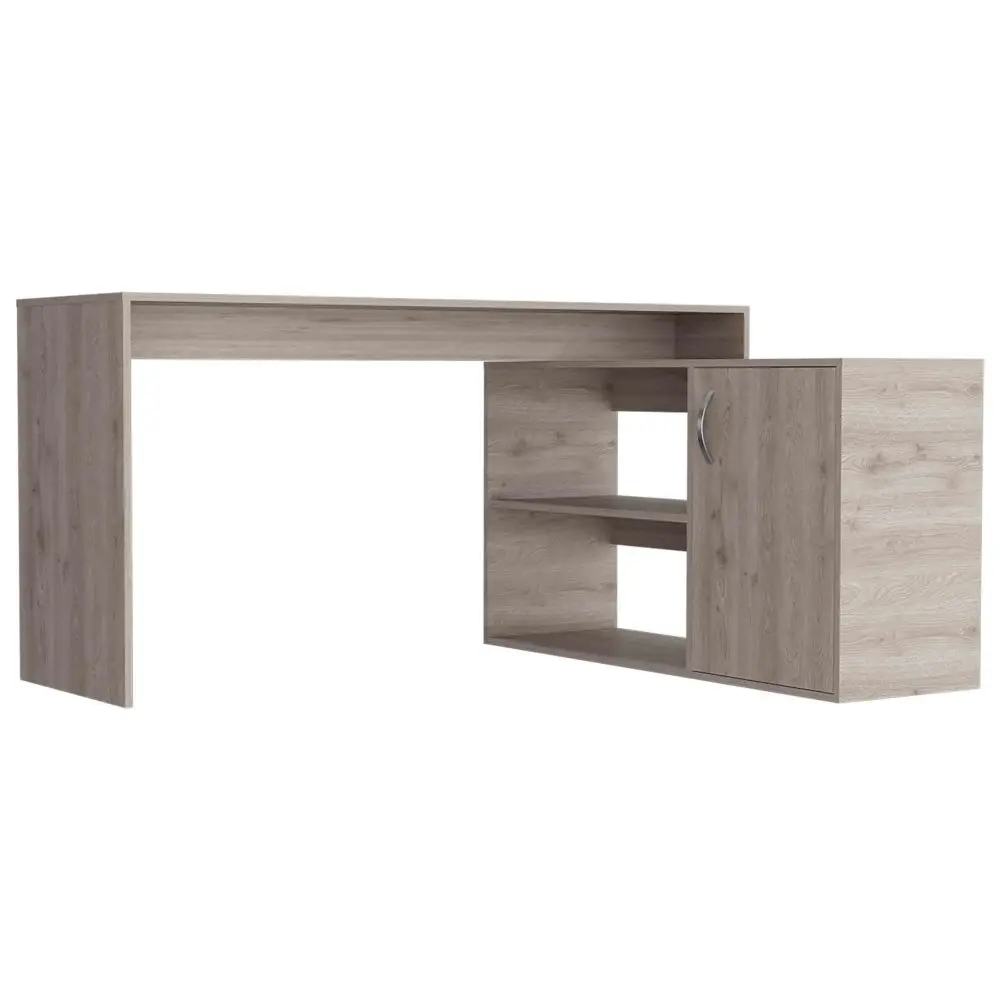 

Axis Modern L-Shaped Computer Desk with Open & Closed Storage -Light Gray
