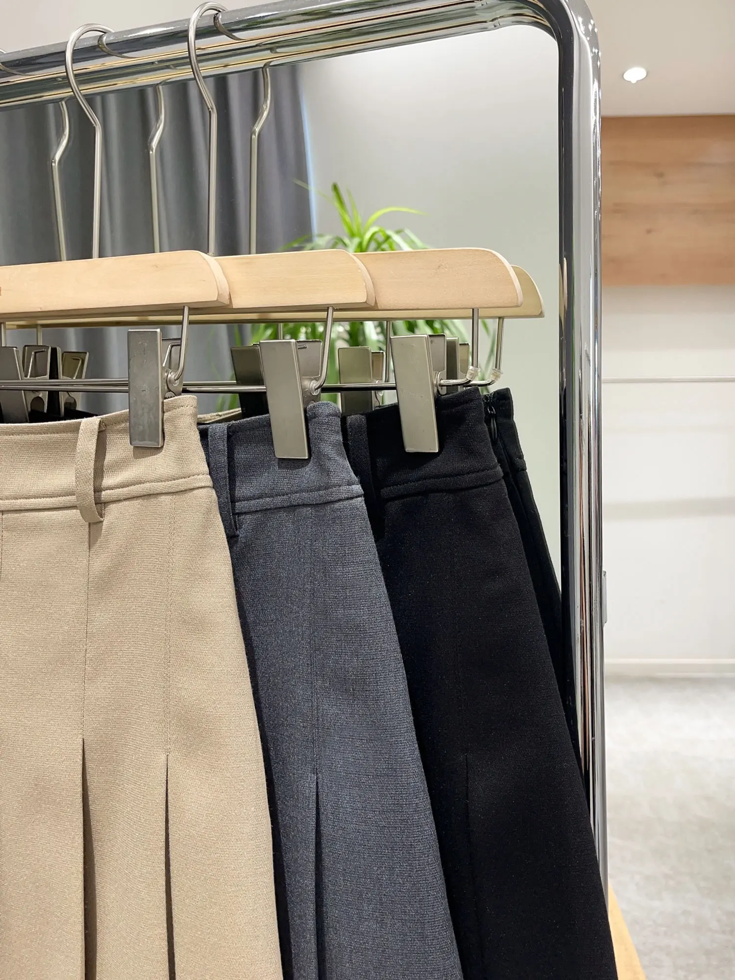 Nolara Autumn 2024 Plaid High Waist A-Line Skirt Commuter Korean Sle Pure Color Wool Polyester Blend Side Split Zipper