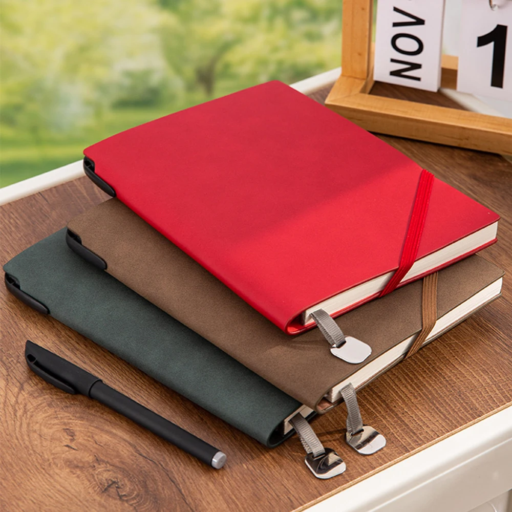 Vintage Luxury Engrave Logo Notebook Custom Name Soft Leather Diary Business Office Meeting Notebooks Retro A5 Book With Strap - view 6