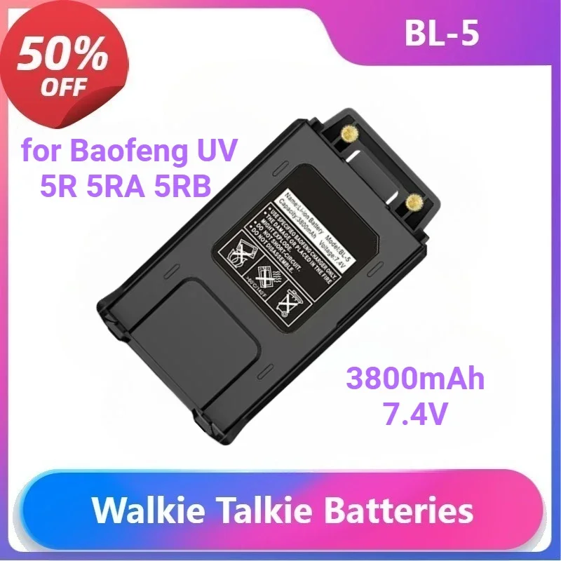 

BL-5 Battery DC7.4v 3800mAh for Baofeng UV5R 5RA 5RB 5RE F8+ F8HP BL5 Walkie Talkie Batteries