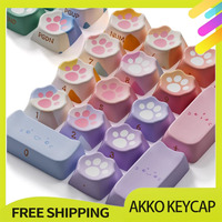 Akko Mog 142 Keycaps Customization Cute Thermal Sublimation Pbt Mechanical Keyboards E-Sports Office Neon Cat Theme Girlsgifts