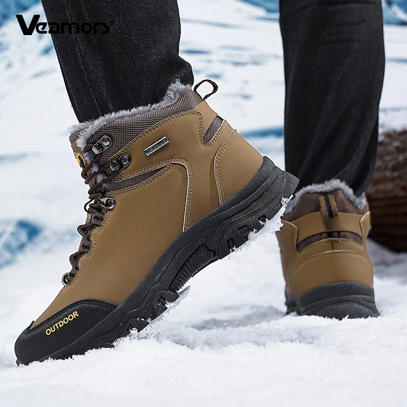 

Winter Warm Hiking Shoes Men's High-top Winter Sneakers Non-slip Outdoor Snow Boots Water-proof Trekking Camping Shoes