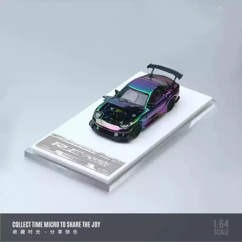 TM1:64 simulation scale die-cast car model RX-7 Amamiya, open cover electroplating purple pink alloy car model children's toys