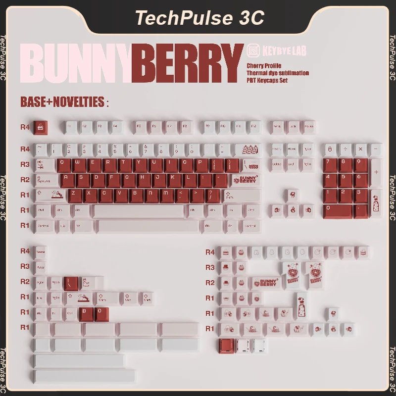 

Rabbit Berries Red Pocket Original Heat Sublimation Five-Sided Heat Sublimation Keycaps Keybyelab Computer Keyboard Accessories