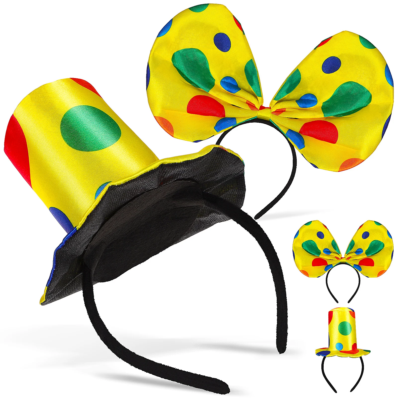 

2 Sets Clown Hat Bow Masquerade Hats Headbands Prom Party Plastic Stage Child Costume