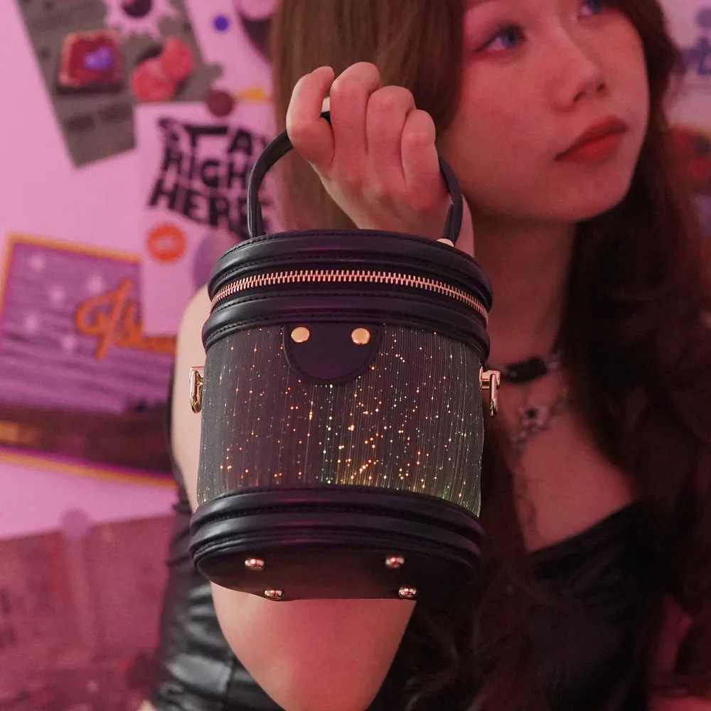 Light up Bucket LED Cross body Bags Evening Clutch Luminous Crossbody Bag Glow Handbags Leather Shoulder Bag