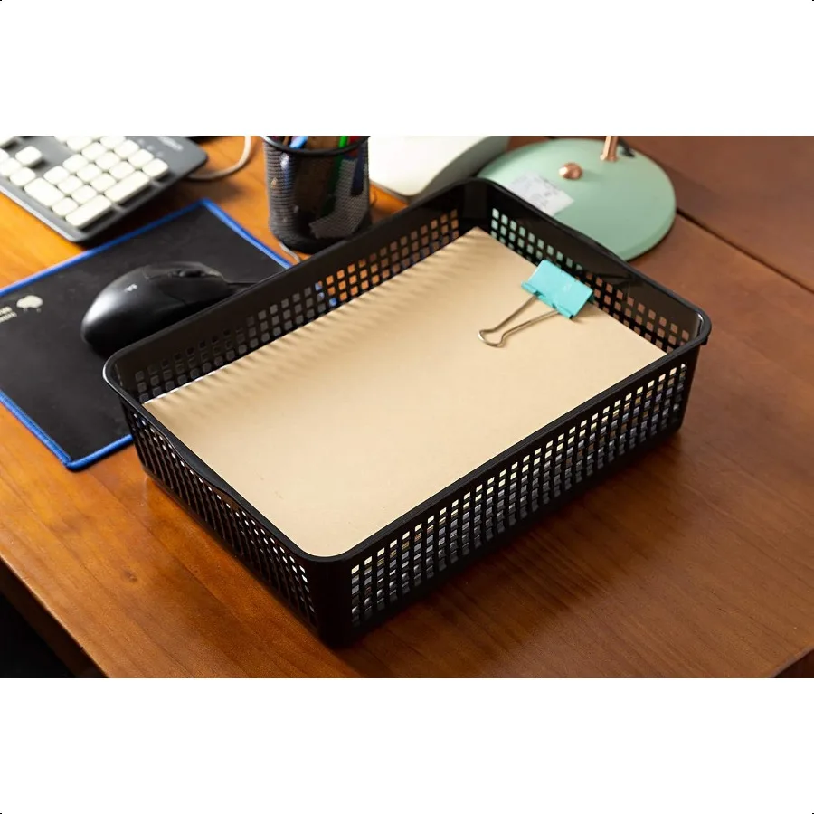 Пластиковые лотки для хранения бумаги формата А4, настольные корзины-органайзеры для файлов, 6 упаковок, черные