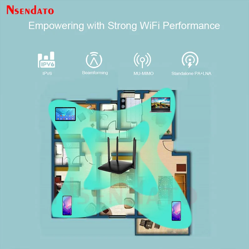 Wavlink AC1200 ثنائي النطاق موزع إنترنت واي فاي لاسلكي 2.4G/5G 10/100/1000Mbps WAN/LAN كامل جيجابت موزع إنترنت واي فاي للألعاب المنزلية IPV6