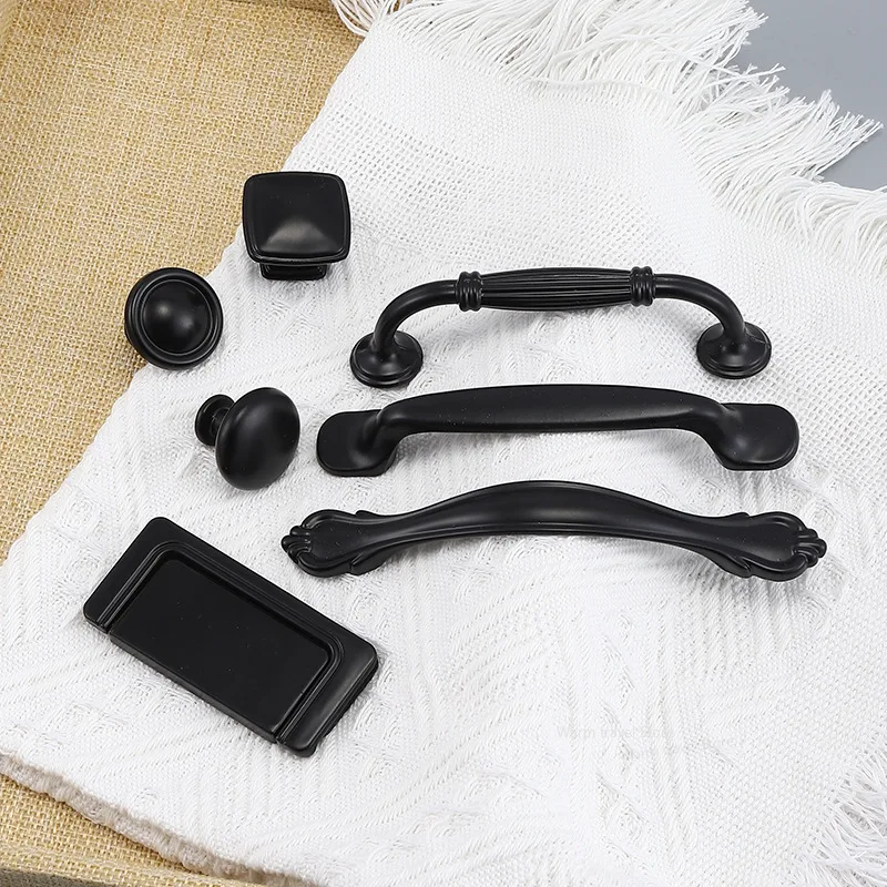 Black Handle for Furniture Cabinet Knobs and Handles Kitchen Drawer handle door Pulls Cupboard Modern aluminum alloy handle