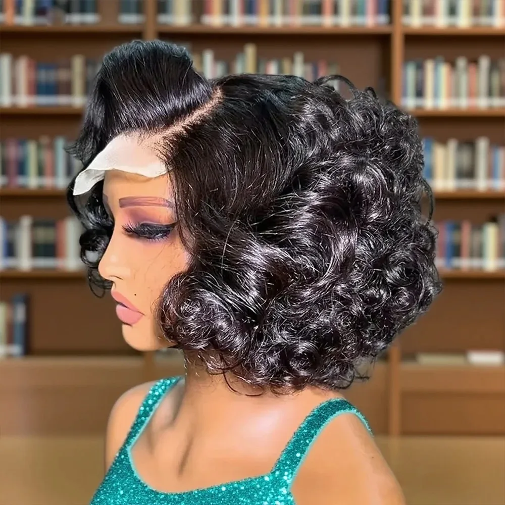 

Безклеевые парики с глубокой волной 13x6 HD Lace Frontal для женщин, безклеевые парики-боб с волнистыми волосами, парик из натуральных волос, плотность 250, готовый к носке