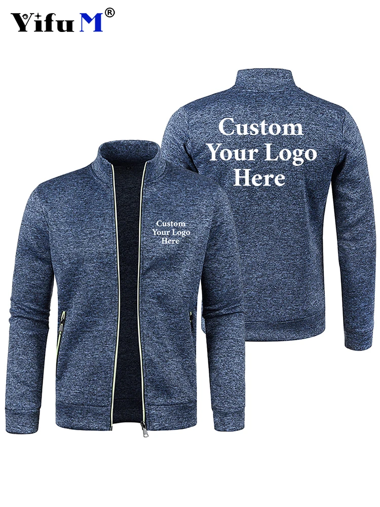 Aangepaste uw logo mannen rits jassen staande kraag sweatshirt outdoor streetwear casual jas lange mouw hoodies herenkleding - afbeelding 2
