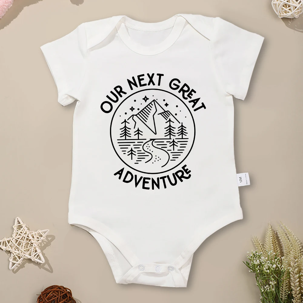 

OUR NEXT GREAT ADVENTURE Baby Boy Bodysuits Cotton Summer Outdoor Play High Quality Toddler Romper Cheap Dropshipping