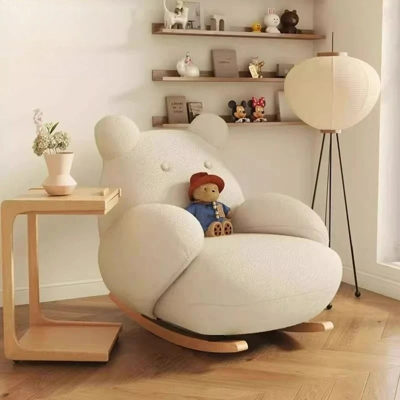 

Customizable Realife Big White Bear Rocking Chair Living Room Light Luxury Lounge Chair