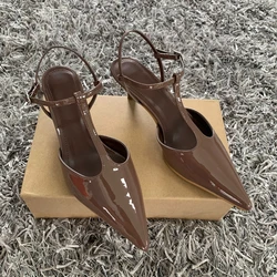 2025 Fashion Buckle Strap Women Pumps Sexy Pointed Toe Thin High Heels Slingbacks Sandals Fashion Wedding Party Dress Shoes