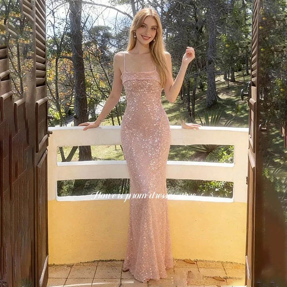 

Flowers Sequined Prom Dress Glitter Evening Dress Mermaid Lace Up Back Party Dress for Princess vestidos de fiesta Customized