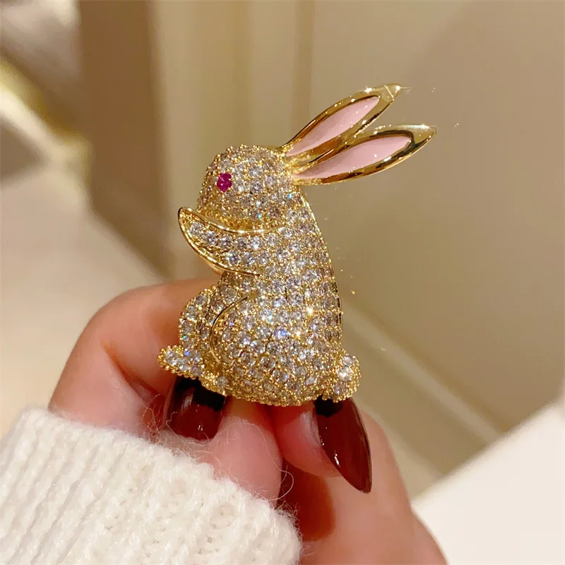 Rabbit Brooches Gold Color Women Girl Fashion Jewelry Accessories Party Birthday Gift Cute Lovely Animal Brooch