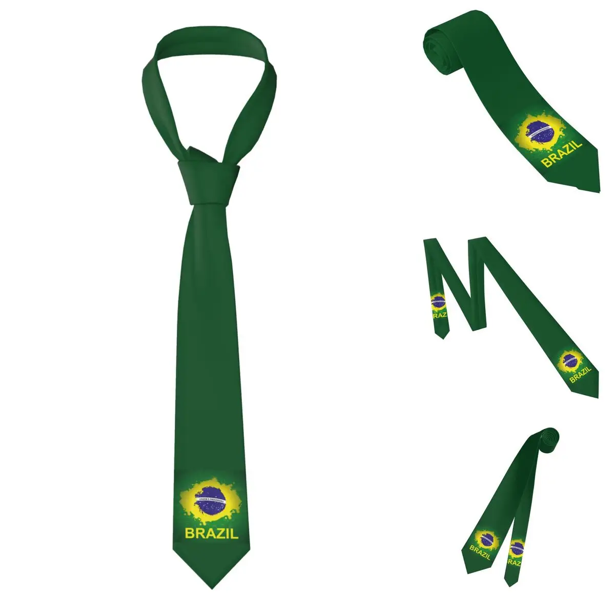 Brazil Flag Necktie for Men Silk Polyester Slim Neck Ties Party Suits Tie Casual Gravatas