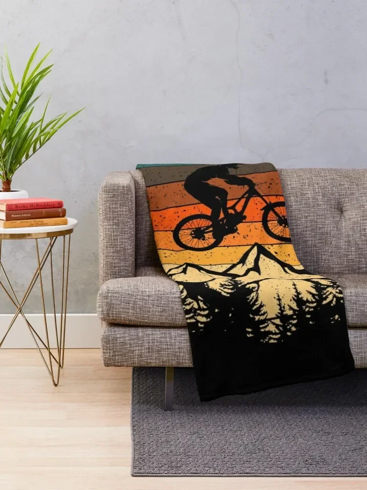 Mountainbike Downhill Retro Vintage Gift Throw Blanket valentine gift ideas Plaid Thin Blankets