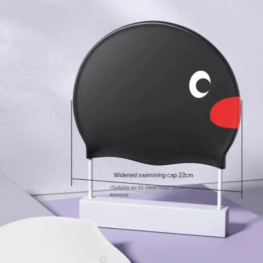 Elastische Pinguin-Badekappe, wasserdicht, bequem, kein Haarziehen, vergrößerte Silikon-Badekappe für den professionellen Einsatz – Detail 1