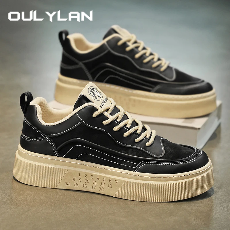 

Oulylan спортивная обувь на толстой подошве со шнуровкой, уличная дышащая обувь для доски, мужские стильные противоскользящие кроссовки из искусственной кожи, размер 39-44