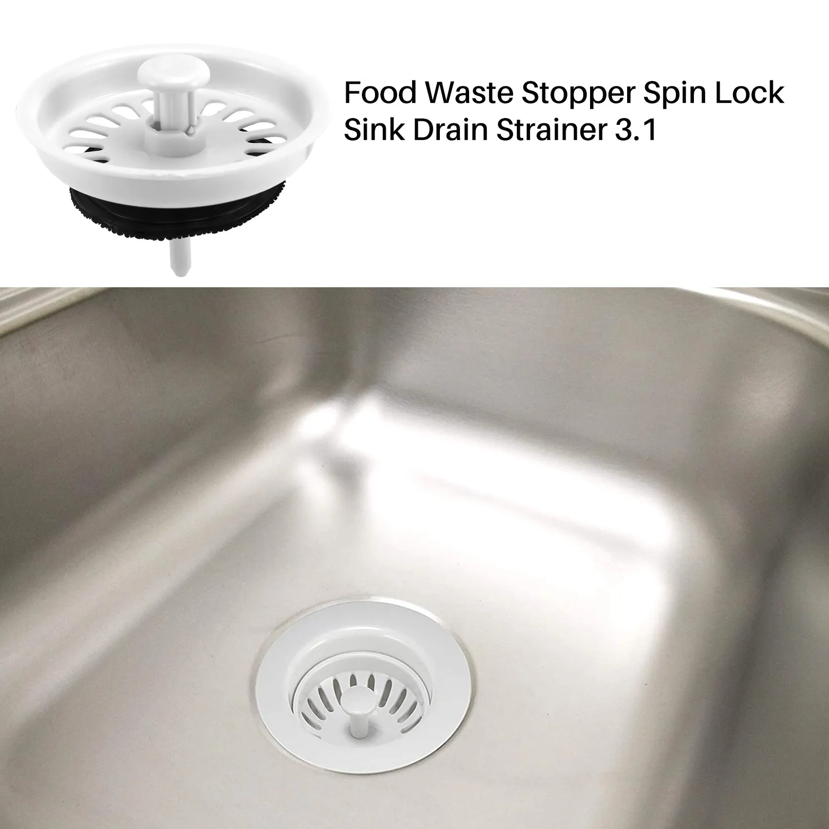 A92P Food Waste Stopper Spin Lock Sink Drain Strainer 3.1