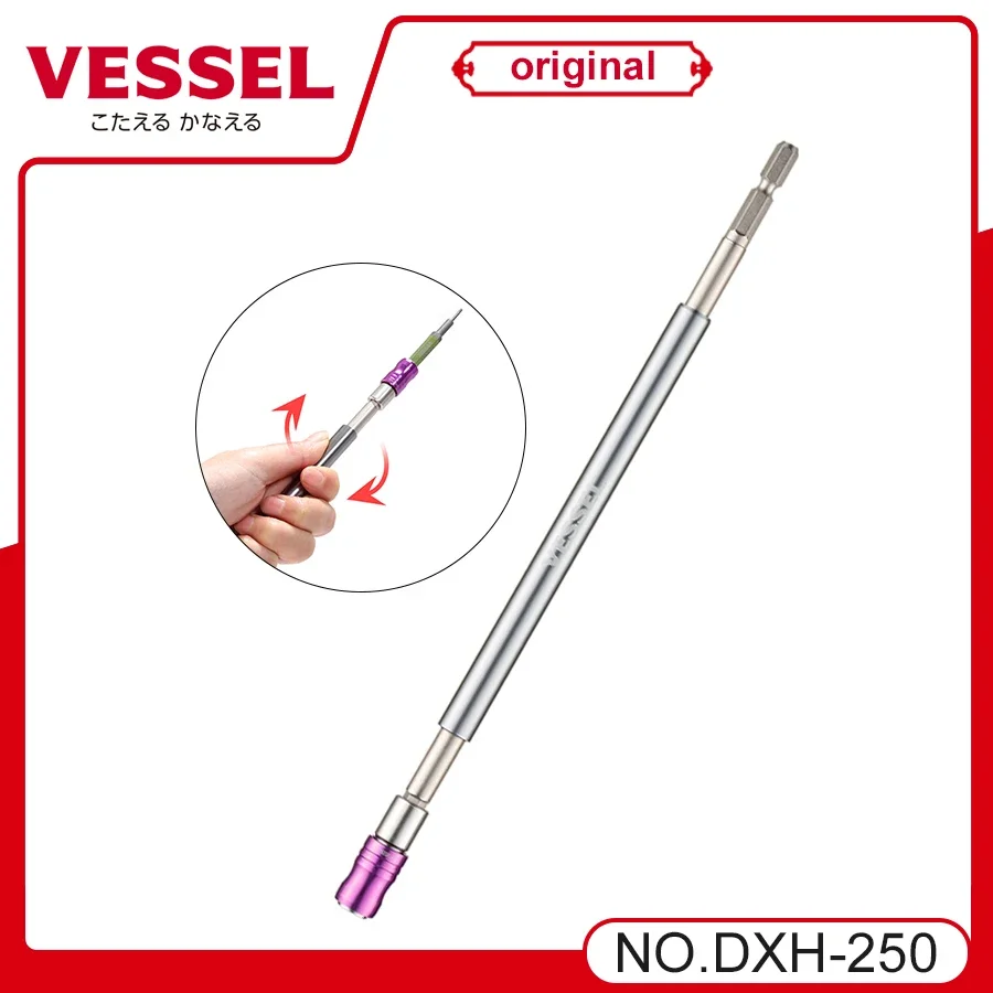 VESSEL Franchise Sleeve series NO. DXH EXH ，Slim Long Bit Holder  Series 100/150/200/250/350/450/600mm Made in Japan