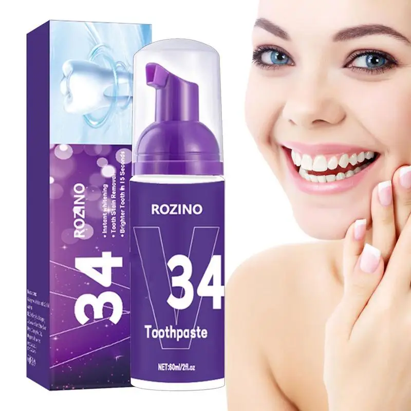 

Purple Foam Toothpaste Teeth Whitening Mousse Toothpaste Natural Teeth Care Supplies With Cavity Protection And Colour Corrector