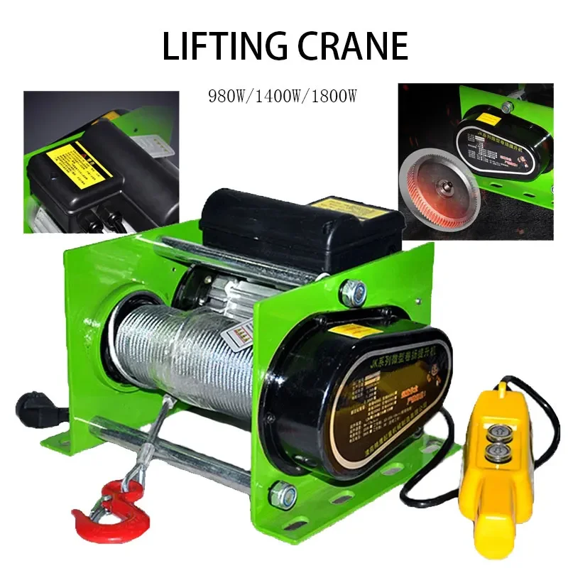 

980W/1400W/1800W Wire Rope Hoist with Wireless Remote Electric Winch 220V 400kg/600kg/800kg Micro Electric Hoist Machineries