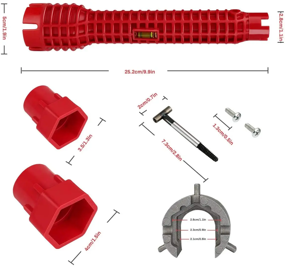 Anti-Slip Kitchen Sink Repair Tool, Flume Wrench, Banheiro Multifuction, Chave de Montagem Torneira, Instalação do encanamento, 5 em 1, 8 em 1