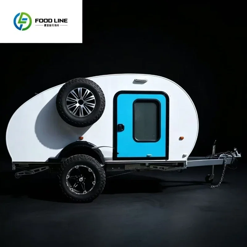 FOODLINE Small Car Camper Traile Mini Off Road Camper Trailer Compact Teardrop Trailer Teardrop Camper With Pass-Thru Storage