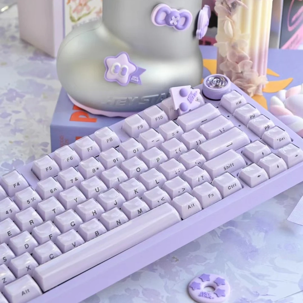 Purple Crystal Jelly Keycap 113keys PC OEM Double Color Molding Double Color Injection Wear resistant Side Engraved Keycap