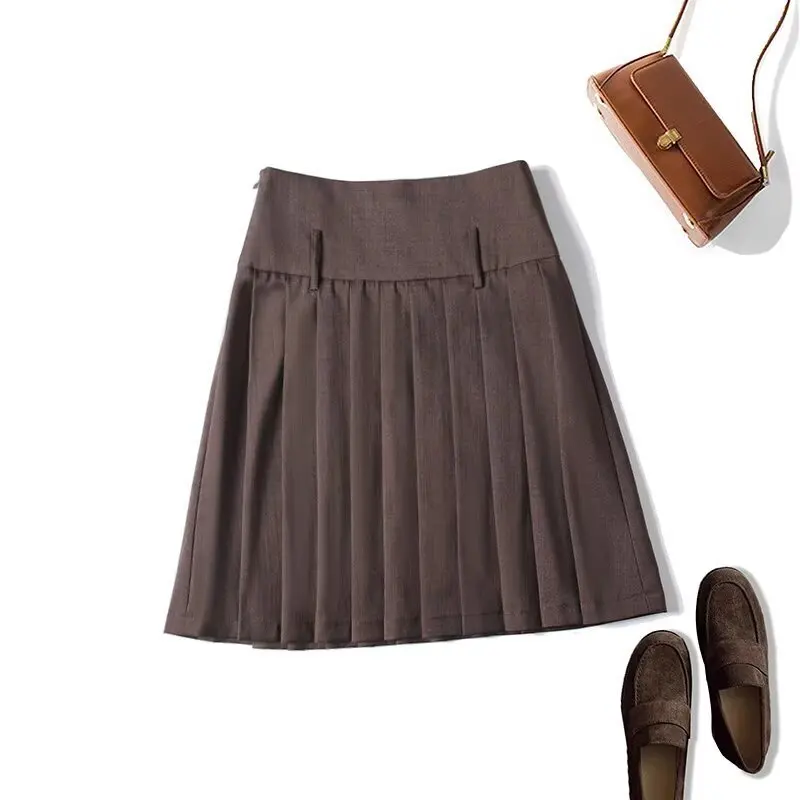 

Dave&Di Skirt Woman Clothing Faldas Skirts French Fashion Women's Pleated Skirt Vintage High Waist A-line Skirt Women