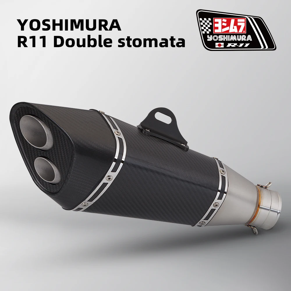 

Universal Motorcycle R11 Exhaust Pipe Escape Modified Double hole Muffler For R1 MT-09 cb300r Ninja400 R3 CBR1000RR