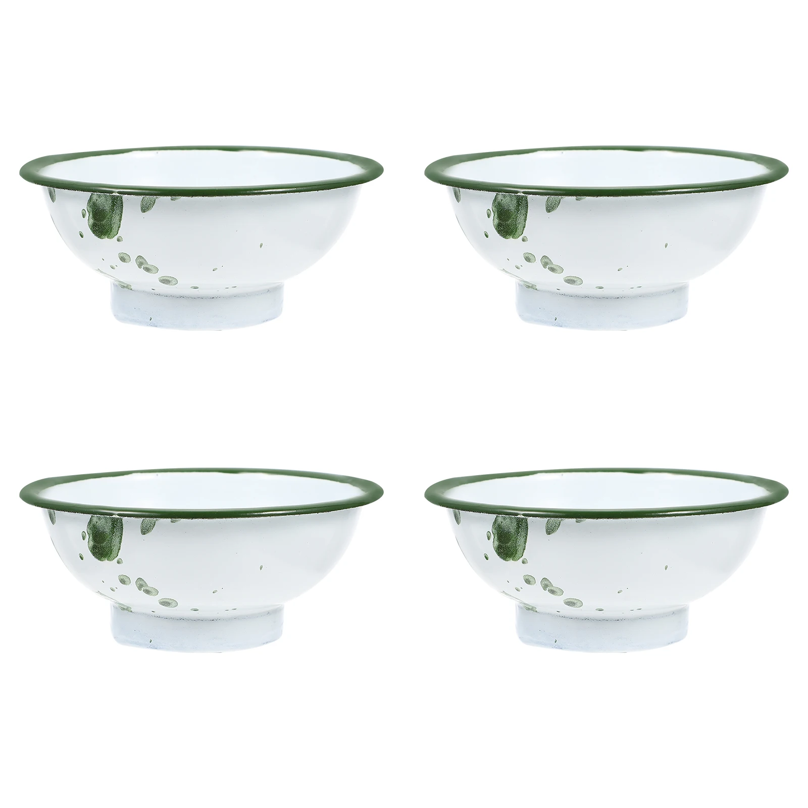 

4 Pcs Vintage Enamel Bowl Vegetable Cooking Container Serving Bowls Food Containers Retro Style Rice Small