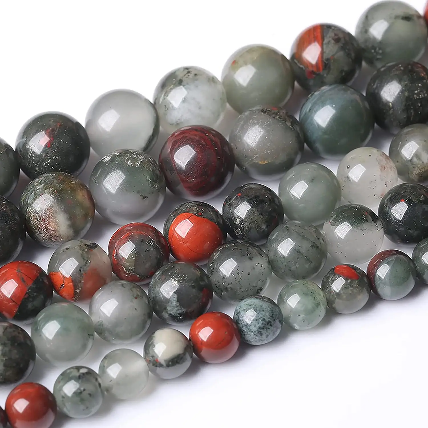 Natural African Blood Stone Beads Crystal 6 8 10mm Gemstone Round Energy Healing Loose For Jewelry Making DIY Bracelet Necklace