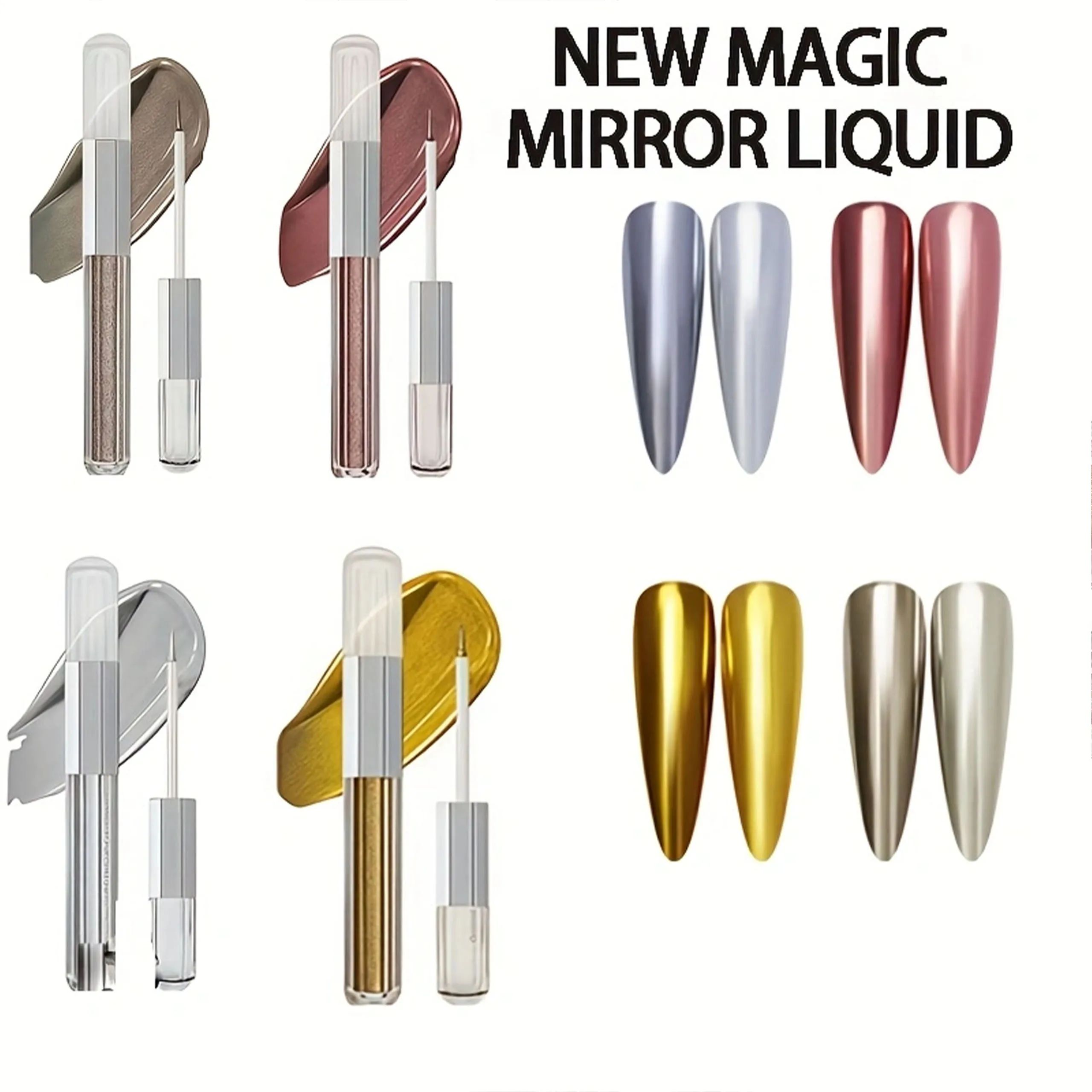 Poudre à ongles miroir magique, liquide brillant, pigment chromé en forme de tube, accessoires de manucure professionnels pour créer un métallique