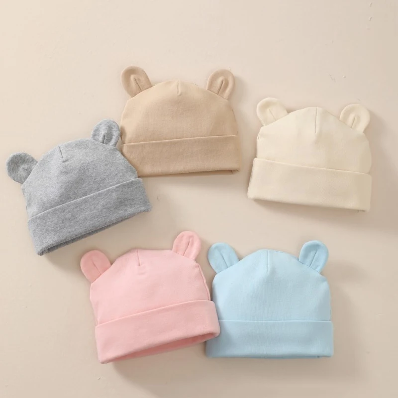 

Newborn Baby Turban Hats Cute Ear Shape Models 0-6 Months Boys Girls Cotton Fetal Hosptial Caps Infant Beanies Accessories