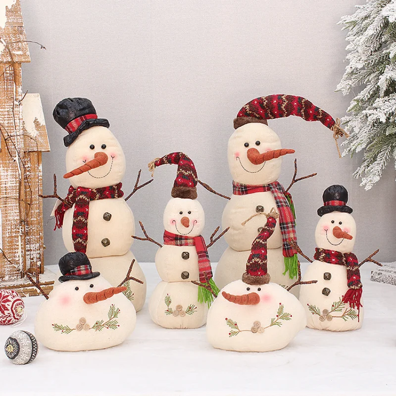 

Christmas Joy Bringer: Handcrafted Linen Embroidered Snowman Hat Festive Decoration For Home Decor And Gifts