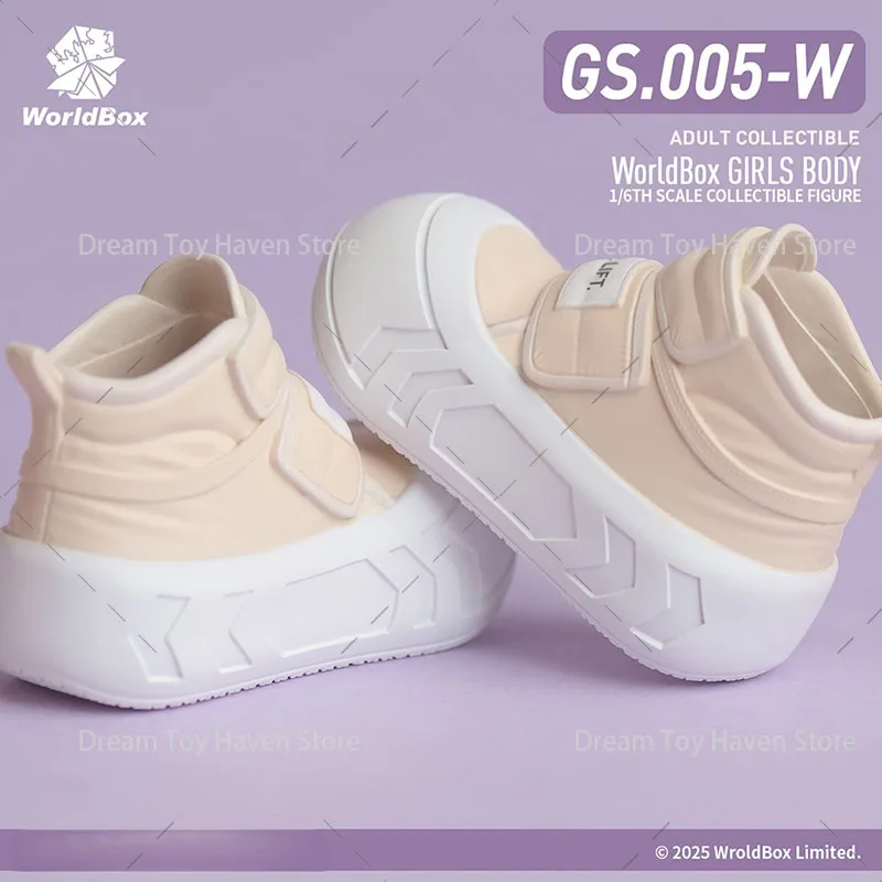Worldbox 1/6 gs005 zapatillas de deporte de suela gruesa para mujer, zapatos atléticos sólidos con punta redonda, accesorio para muñecas corporales de figura de acción de 12 pulgadas
