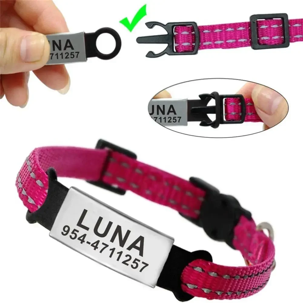 Etiqueta de identificación personalizada para perro y gato, placa de identificación de acero inoxidable, colgante, accesorios para Collar, etiquetas