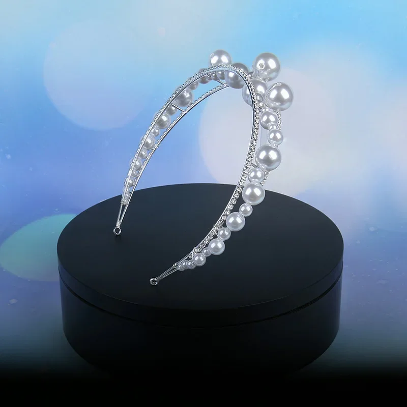 Fashion Bridal Wedding Hair Hoop Accessories for Women Rhinestone Pearl Jewelry Headpiece Headdress Party Celebration Tiara