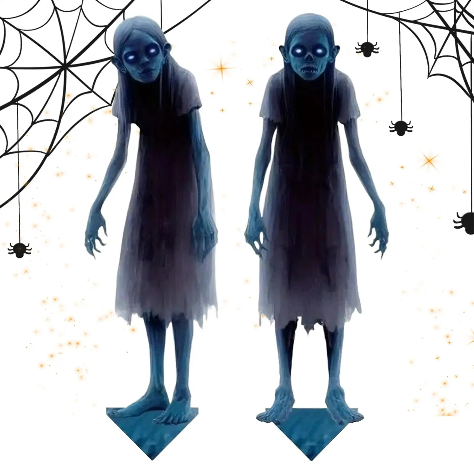 Halloween Haunted Twin Yard Signs Metal Spooky Twins Lawn Sign Stakes 2-pieces Halloween Ground Insertion Horror Decor For Porch