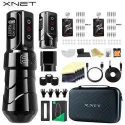 XNET FLUX MAX-Kit de máquina de tatuaje inalámbrica, bolígrafo rotativo con potencia Extra de 2400mAh, Cartucho mixto de 40 piezas para arte de tatuaje