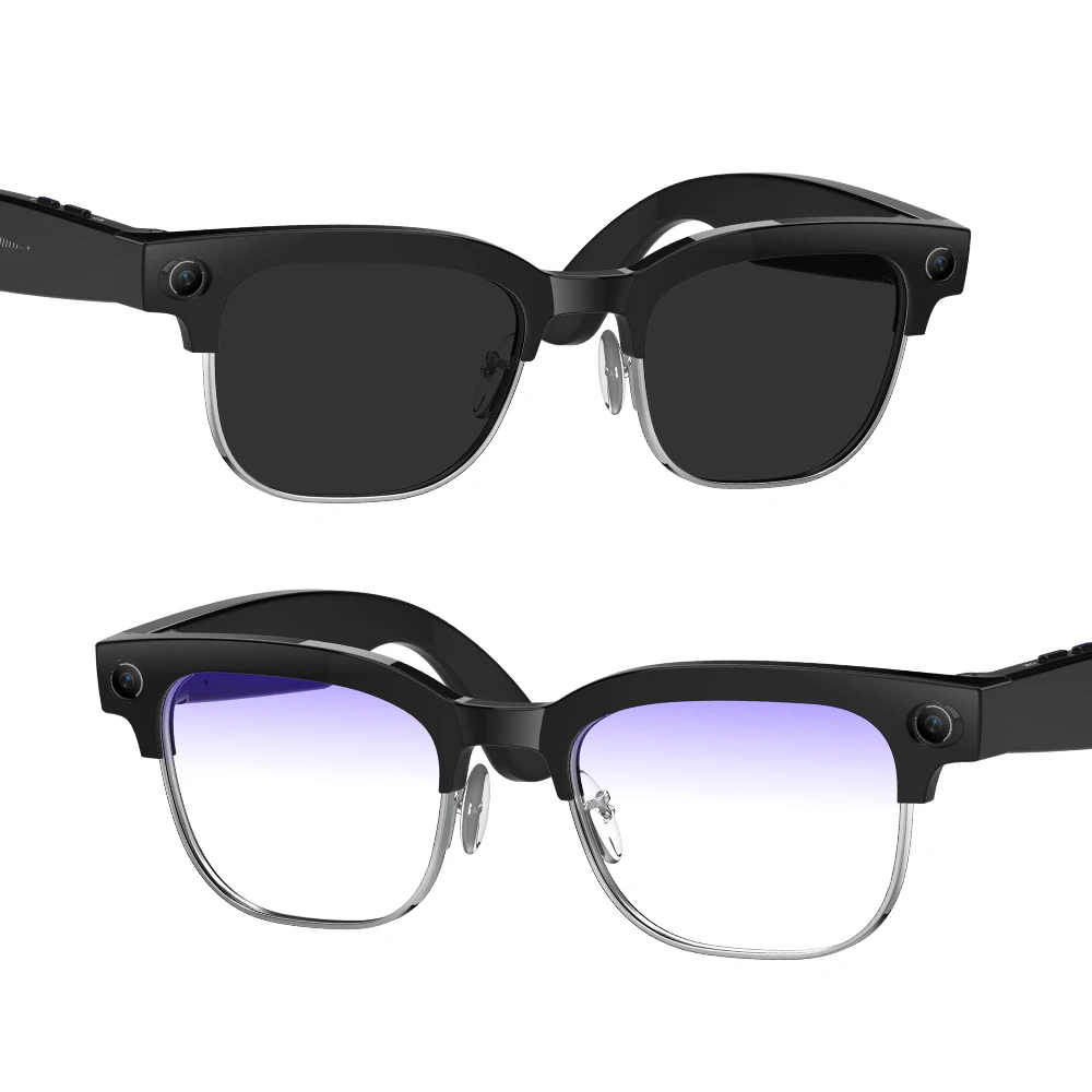 

W630 AI Smart Translation Glasses Metal Half-Frame Sunglasses 8MP Video Recording Wi-Fi Transfer Smart Wearable Headset