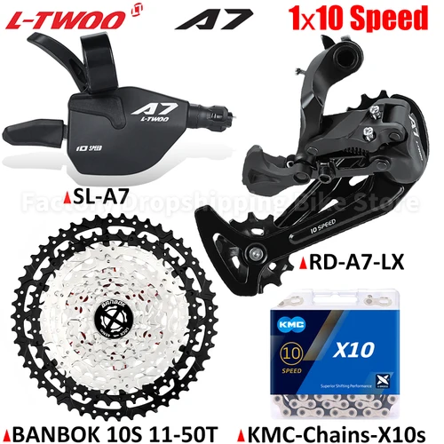 LTWOO A7 1x10 velocidades MTB grupo palanca de cambios desviador trasero X10 cadena 11-42/46/50T Cassette 10V juego de desviador