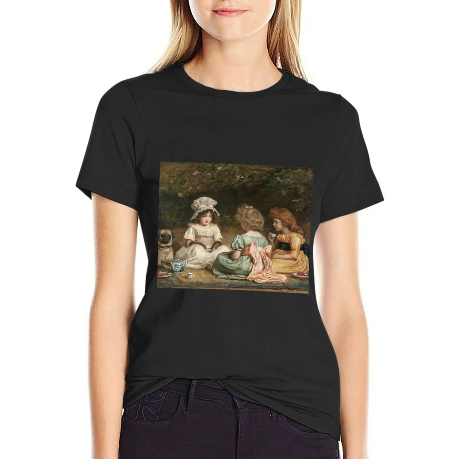 John Everett Millais - Afternoon Tea (The Gossips) T-Shirt heavyweights shirts graphic tees workout shirts for Women loose fit