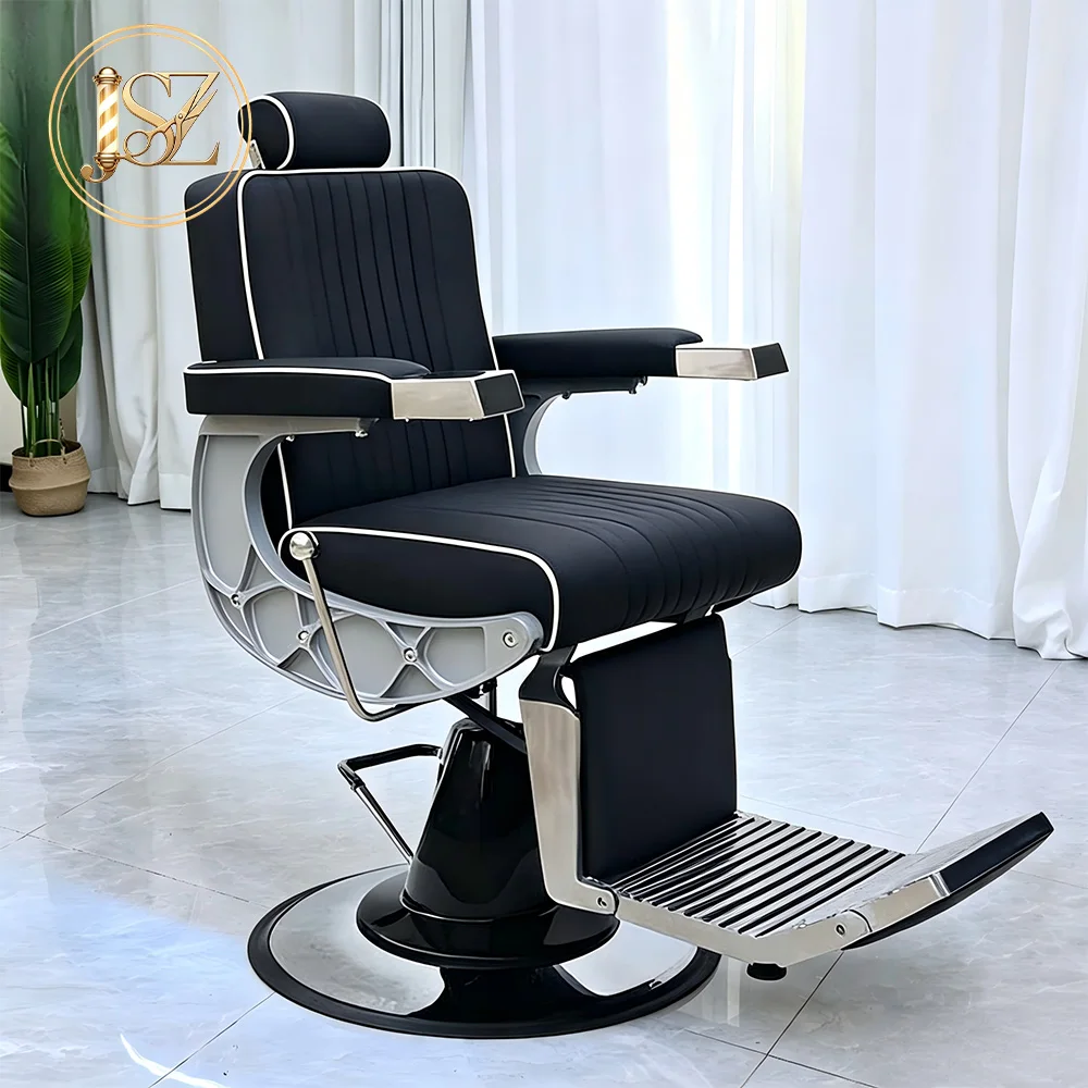 Classic Vintage Hydraulic Reclining Barber Chair Sturdy Heavy Duty Styling Chair for Hair Salon Barbershop