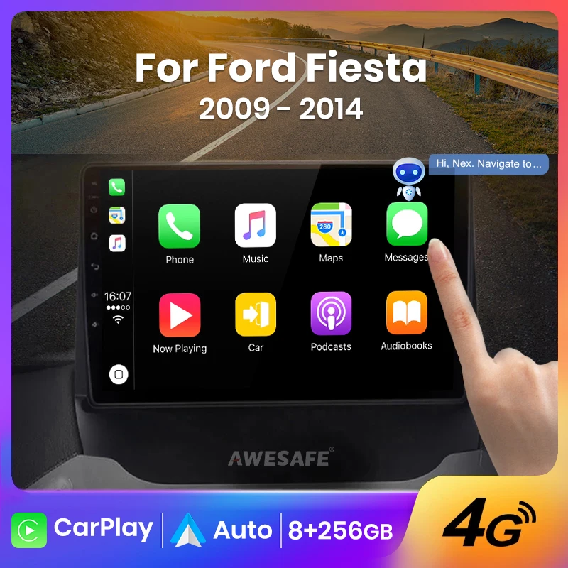 AWESAFE Wireless CarPlay Android Auto Radio for Fiesta 2009-2014 2010 2011 2012 2013  Car Multimedia Player GPS 2 din autoradio